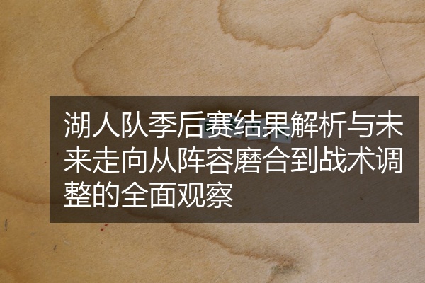 湖人队季后赛结果解析与未来走向从阵容磨合到战术调整的全面观察